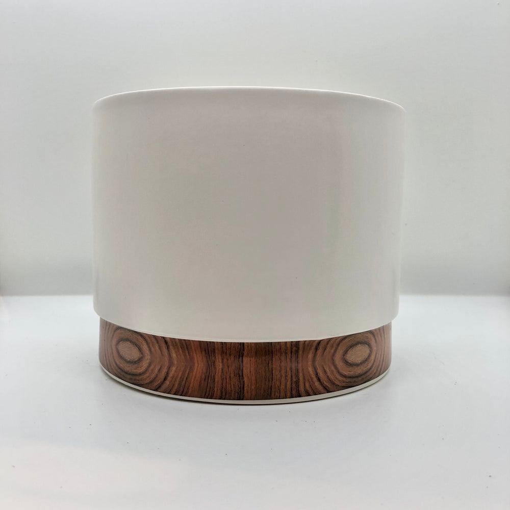 Matte White Dolomite Container with Woodgrain Effect